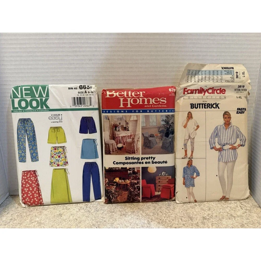 Vintage Sewing Pattern Lot of 8 Mixed Brands Home Dec Vests Scrubs Skirts